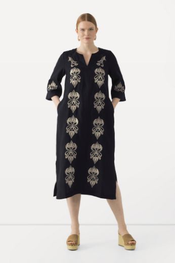 Plus size veliki brojevi Haljina 3/4 rukavi s ukrasnim vezom za punije