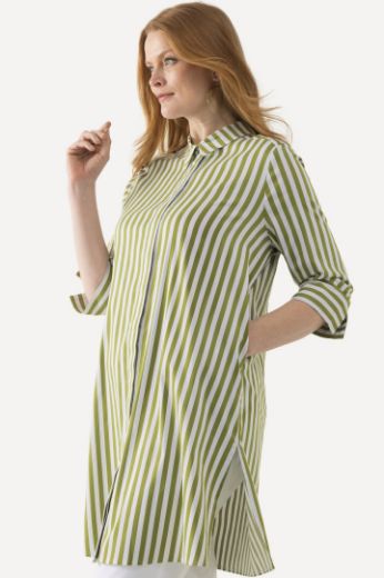 Plus size veliki brojevi Košulja 3/4 rukavi dužeg kroja s prugama za punije