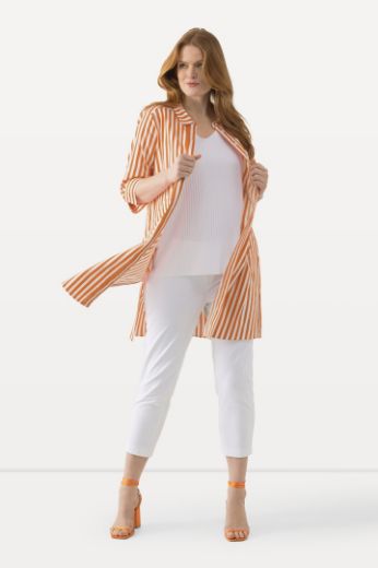 Plus size veliki brojevi Košulja 3/4 rukavi dužeg kroja s prugama za punije