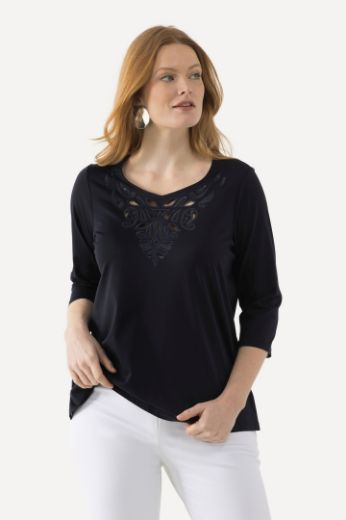 Plus size veliki brojevi Majica 3/4 rukavi s ukrasnim vezom za punije
