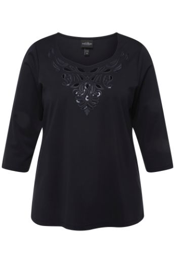 Plus size veliki brojevi Majica 3/4 rukavi s ukrasnim vezom za punije