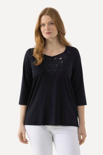 Plus size veliki brojevi Majica 3/4 rukavi s ukrasnim vezom za punije