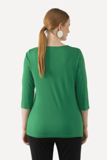 Plus size veliki brojevi Majica 3/4 rukavi s ukrasnim vezom za punije