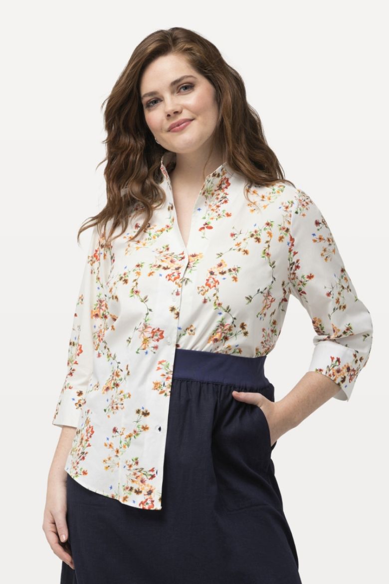 Plus size veliki brojevi Bluza povišenog ovratnika cvjetnog printa za punije