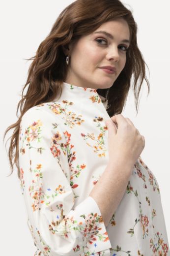 Plus size veliki brojevi Bluza povišenog ovratnika cvjetnog printa za punije
