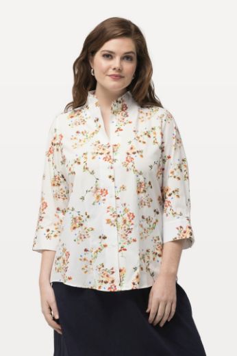 Plus size veliki brojevi Bluza povišenog ovratnika cvjetnog printa za punije