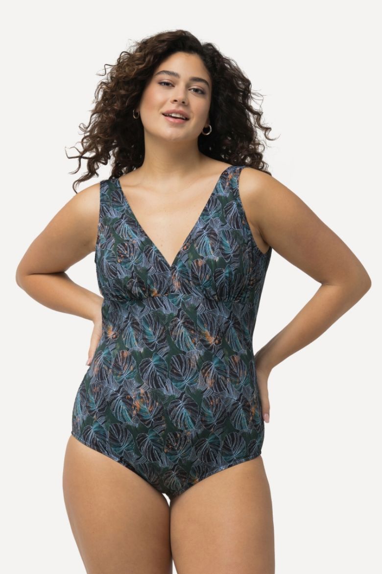 Plus size veliki brojevi Kupaći kostim jednodijelni s printom lišća za punije