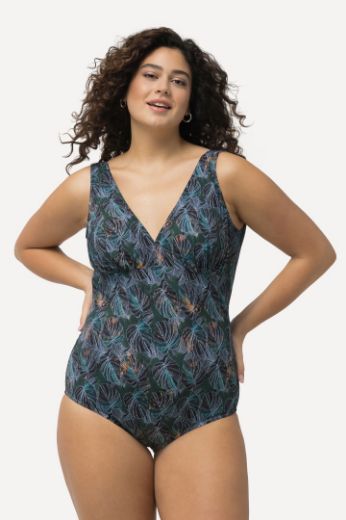 Plus size veliki brojevi Kupaći kostim jednodijelni s printom lišća za punije