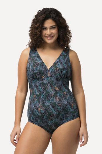 Plus size veliki brojevi Kupaći kostim jednodijelni s printom lišća za punije