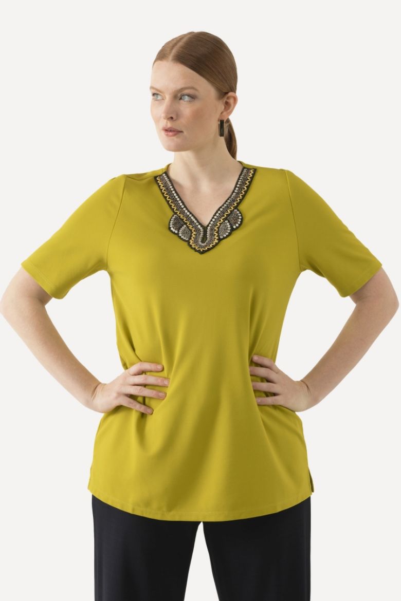 Plus size veliki brojevi Majica kratkih rukava s dekorativnim ovratnikom za punije