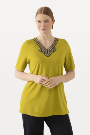 Plus size veliki brojevi Majica kratkih rukava s dekorativnim ovratnikom za punije
