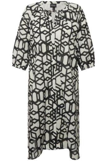 Plus size veliki brojevi Haljina midi s 3/4 rukavima geometrijskog printa za punije