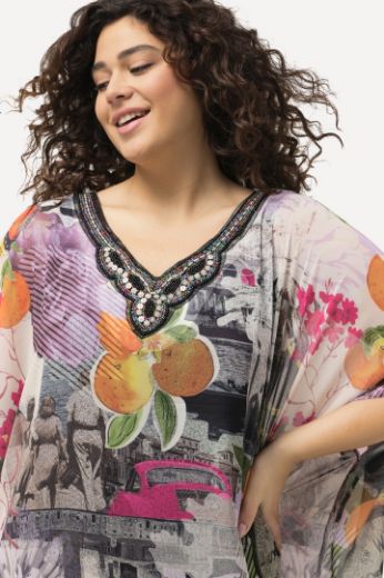 Plus size veliki brojevi Tunika V ovratnika s printom za punije