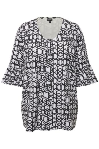 Plus size veliki brojevi Majica 3/4 rukavi geometrijskog printa za punije