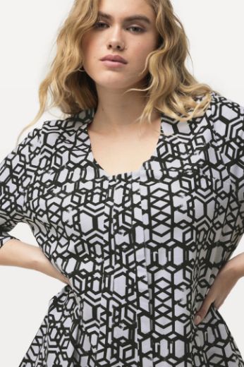 Plus size veliki brojevi Majica 3/4 rukavi geometrijskog printa za punije