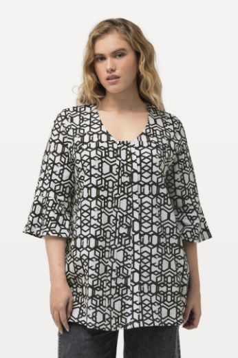 Plus size veliki brojevi Majica 3/4 rukavi geometrijskog printa za punije