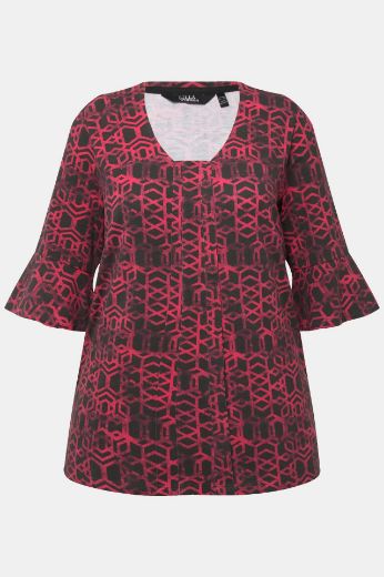 Plus size veliki brojevi Majica 3/4 rukavi geometrijskog printa za punije