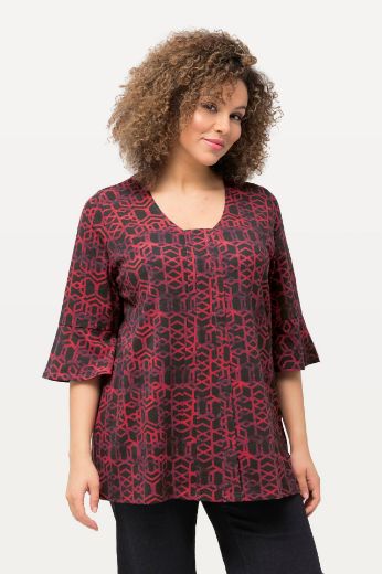 Plus size veliki brojevi Majica 3/4 rukavi geometrijskog printa za punije