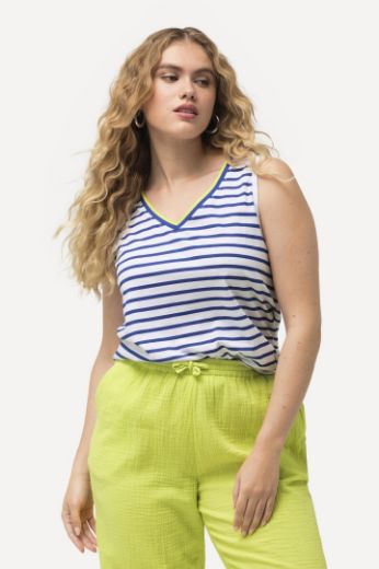 Plus size veliki brojevi Majica bez rukava V izreza na pruge za punije