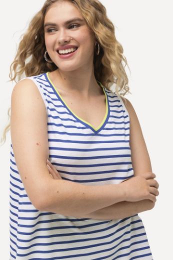 Plus size veliki brojevi Majica bez rukava V izreza na pruge za punije