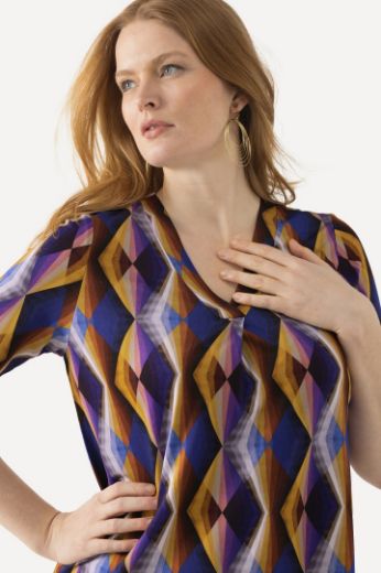 Plus size veliki brojevi Majica Slinky kratkih rukava s geometrijskim printom za punije