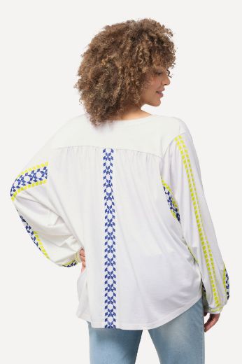 Plus size veliki brojevi Bluza dugih rukava s ukrasnim vezom za punije
