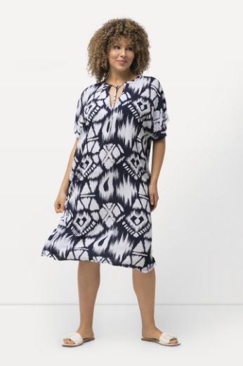 Plus size veliki brojevi Haljina kratkih rukava geometrijskog printa za punije