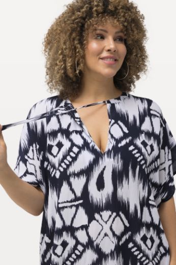 Plus size veliki brojevi Haljina kratkih rukava geometrijskog printa za punije