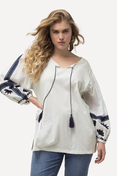 Veliki brojevi Bluza dugih rukava s ukrasnim vezom moda za punije
