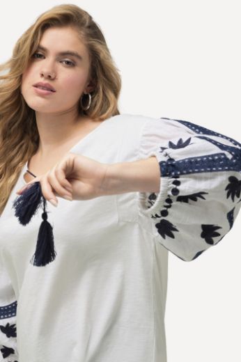 Plus size veliki brojevi Bluza dugih rukava s ukrasnim vezom za punije