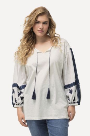 Plus size veliki brojevi Bluza dugih rukava s ukrasnim vezom za punije