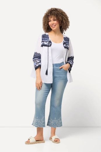 Plus size veliki brojevi Traperice 7/8 s dekorativnim obrubom za punije