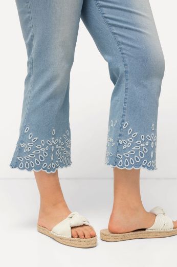 Plus size veliki brojevi Traperice 7/8 s dekorativnim obrubom za punije