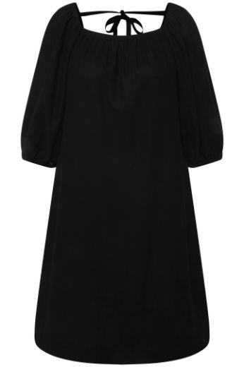 Plus size veliki brojevi Haljina midi 3/4 rukavi s vezanjem na leđima za punije