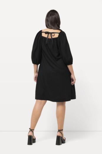 Plus size veliki brojevi Haljina midi 3/4 rukavi s vezanjem na leđima za punije