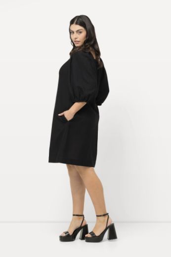 Plus size veliki brojevi Haljina midi 3/4 rukavi s vezanjem na leđima za punije