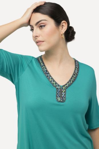 Plus size veliki brojevi Majica kratkih rukava s ukrasnim dodatkom za punije