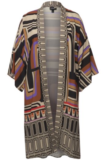 Plus size veliki brojevi Kimono na vezanje geometrijskog printa za punije