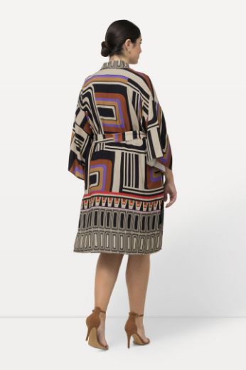 Plus size veliki brojevi Kimono na vezanje geometrijskog printa za punije
