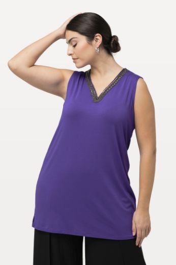 Plus size veliki brojevi Majica bez rukava s dekorativnim dodatkom na ovratniku za punije