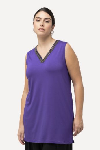 Plus size veliki brojevi Majica bez rukava s dekorativnim dodatkom na ovratniku za punije