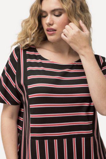 Plus size veliki brojevi Haljina kratkih rukava s printom okomitih i vodoravnih pruga za punije