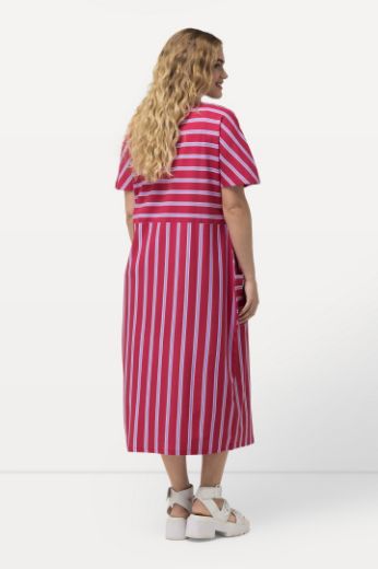 Plus size veliki brojevi Haljina kratkih rukava s printom okomitih i vodoravnih pruga za punije
