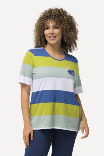 Plus size veliki brojevi Majica kratkih rukava motiv srca i pruga za punije