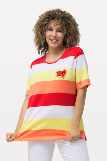 Plus size veliki brojevi Majica kratkih rukava motiv srca i pruga za punije