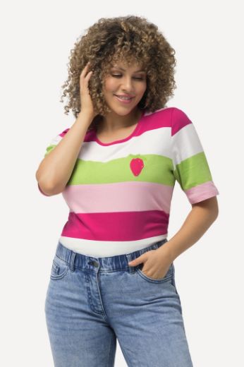 Plus size veliki brojevi Majica kratkih rukava motiv srca i pruga za punije