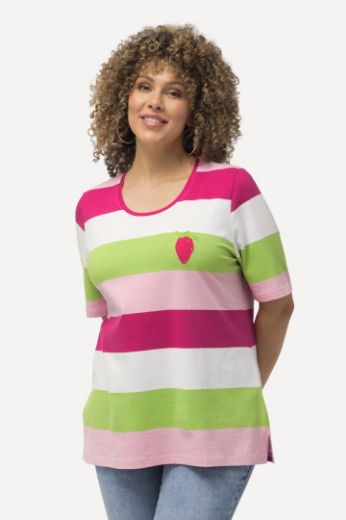 Plus size veliki brojevi Majica kratkih rukava motiv srca i pruga za punije