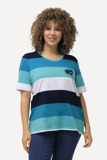 Plus size veliki brojevi Majica kratkih rukava motiv srca i pruga za punije