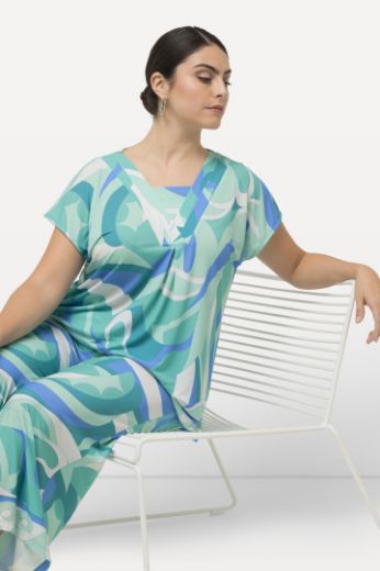 Plus size veliki brojevi Majica spuštenih rukava s motivom valova za punije