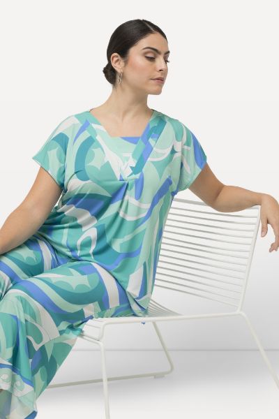 Veliki brojevi Majica spuštenih rukava s motivom valova moda za punije